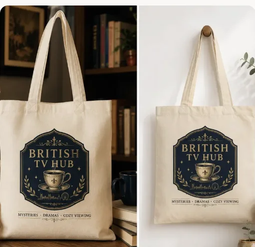 British TV Hub organic cotton tote bag