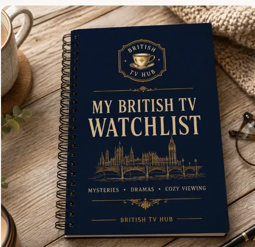 My British TV Watchlist spiral notebook